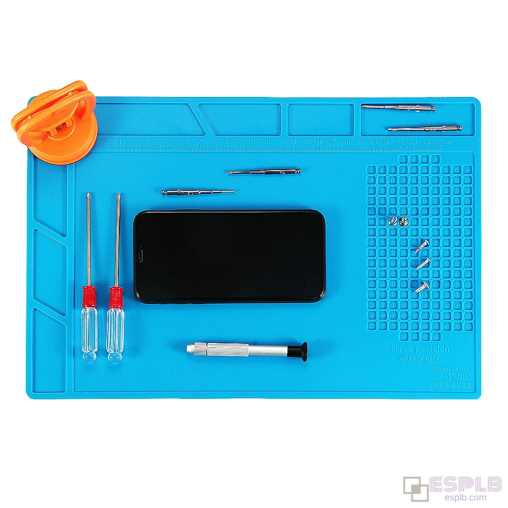 Soldering Mat Silicone Heat Insulation Pad S120B 34x23cm Desk Mat BGA Soldering Station with Screw Position