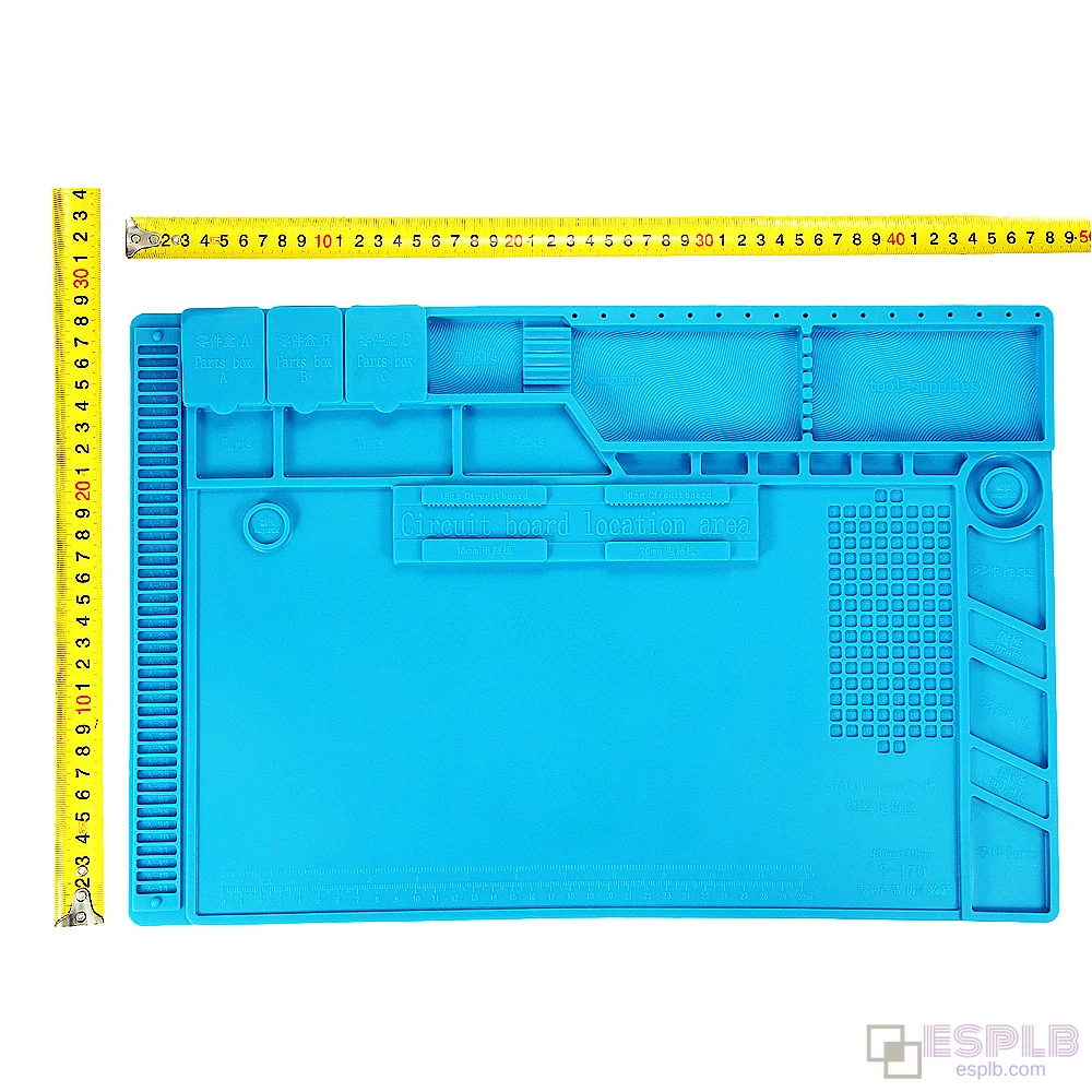 S-170 Silikónová podložka na opravu (480x318mm), tepelne odolná pre spájkovanie BGA/PCB
