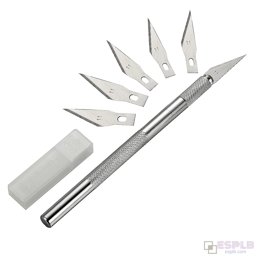 Craft Knife Scalpel, Metal Non-slip Cutter, Engraving, 6pcs Blade, Mobile Phone Laptop PCB DIY Repair Hand Tools