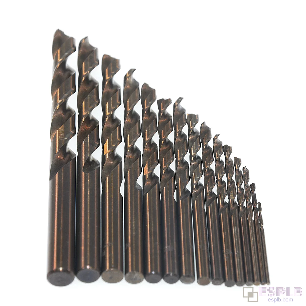 15pcs HSS M35 Cobalt Drill Bits for Stainless Steel, Metal/Wood Working Straight Shank Twist Drill Bit Set