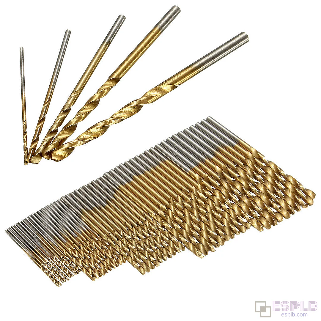 50pcs Woodworking Twist Drill Bits, High-Speed Twist Bit, HSS Titanium Coated 1-3mm Drill Bit Set for Wood, Plastic, Aluminum