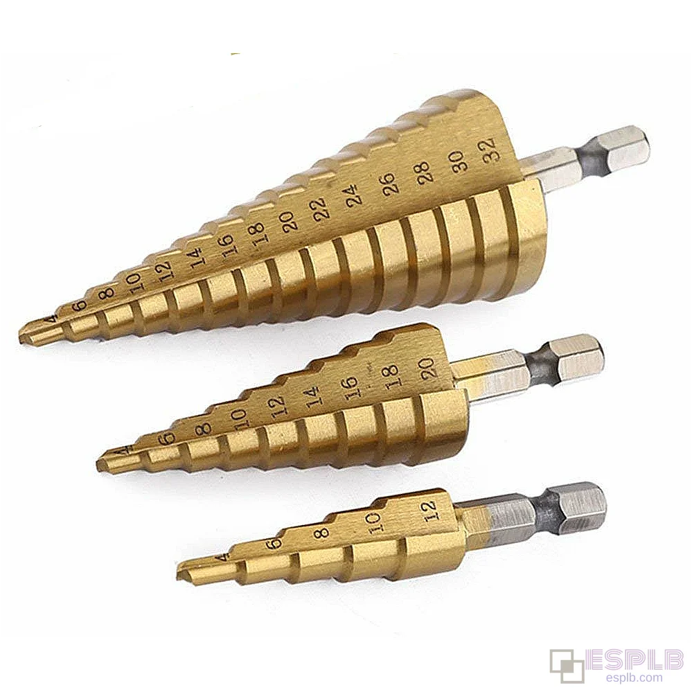 3pcs High-Speed Steel Step Drill Bit, HSS for Metal, Metric Step Drill Bit Set 4-32mm, Titanium Coated for Metal, Wood, Plastic