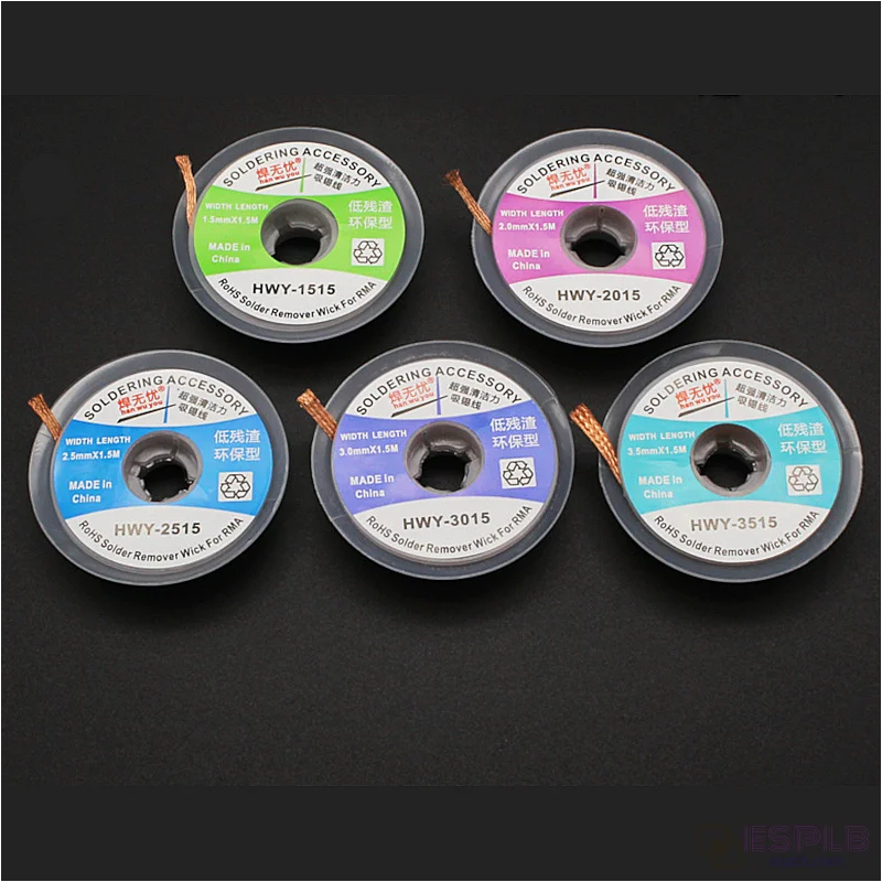 Desoldering wick braid, suction tin remover, 1.5M 5FT, 1.5-3.5mm, PCB welding tool