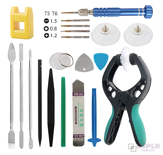 Kit Alat Pembaikan Telefon 20-dalam-1, Set Pemutar Skru Alat Pembuka Cungkil Spudger untuk iPhone 5/5s/6/6s, Tablet, PC
