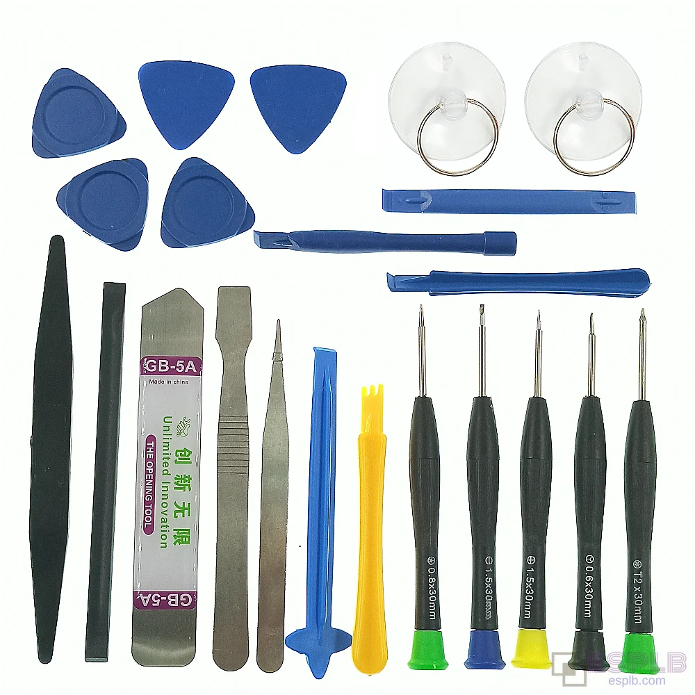 22 in 1 Mobile Phone Tablet Repair Opening Tool Kits Screwdriver Tweezer Metal Spudger Crowbar Disassemble Hand Tool Set
