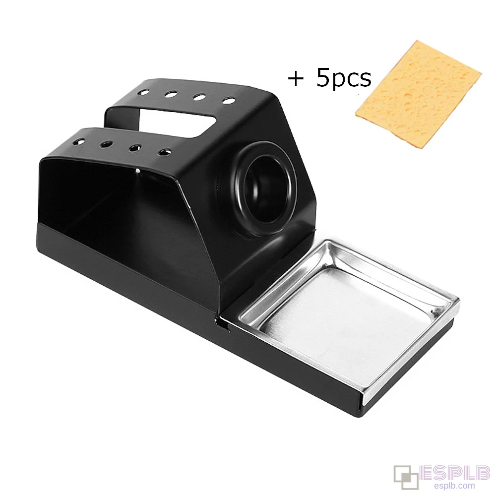 Support métallique pour fer à souder 936 avec 5 éponges pour accessoires de soudure électrique résistant aux hautes températures
