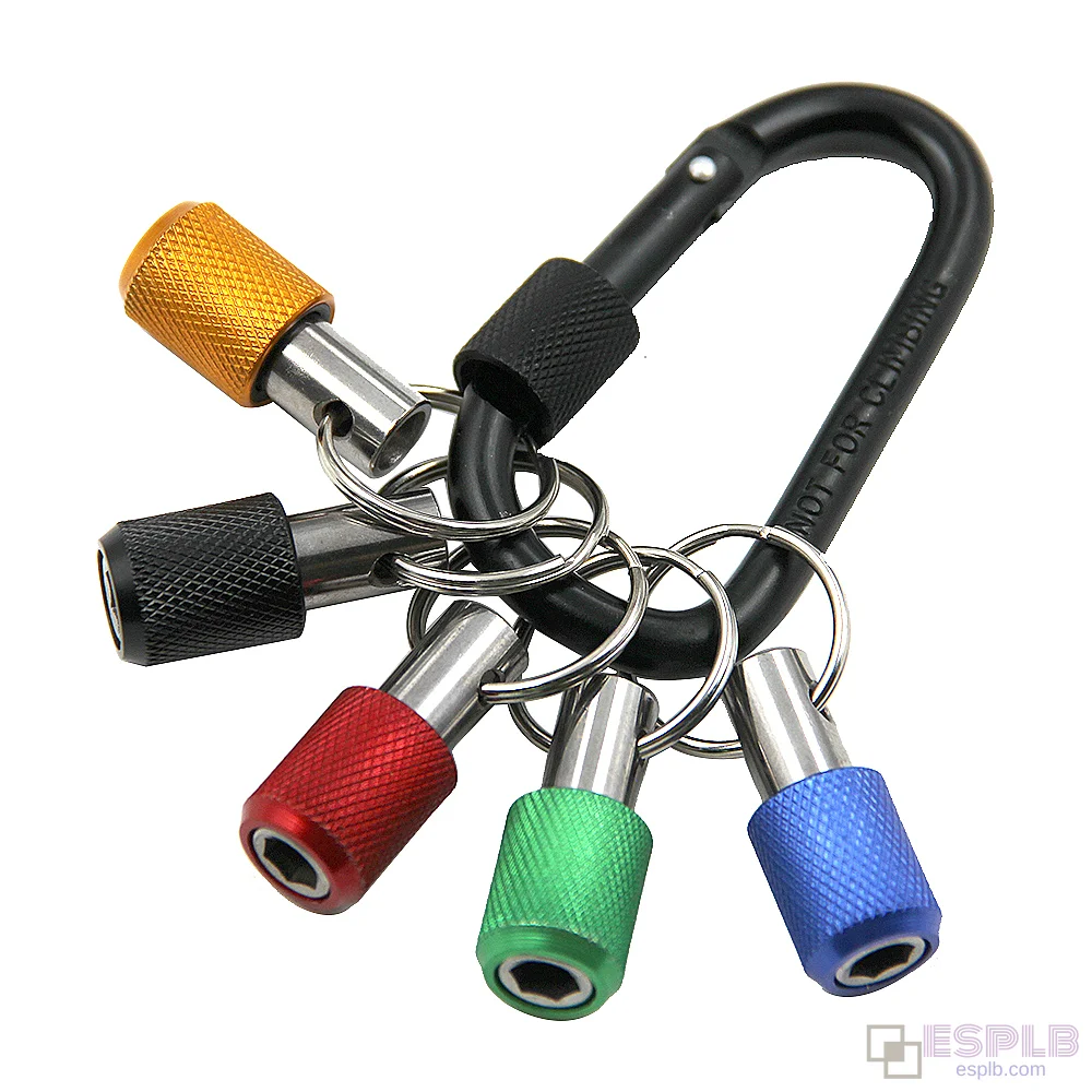 5pcs Quick Release Drill Bit Keychain Holder, 1/4 Hex Shank Screwdriver Extension Bar Power Tool Adapter