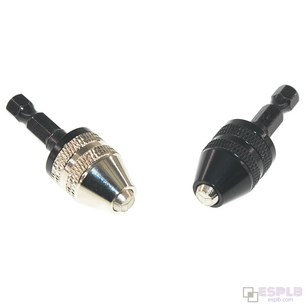 Adaptador de Destornillador con Portabrocas Mini sin Llave de Aleación de Aluminio de 0.3-3.6mm, Vástago Hexagonal de 1/4" para Fresas con Cambio Rápido
