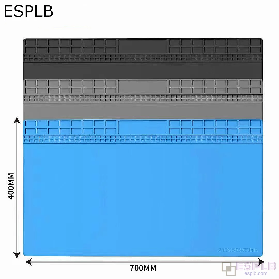 Super Big 700x400mm Soldering Work Mat, Heat Resistant Mat for Soldering, Pure Silicone BGA Repair Insulation Pad 500°C, Grey/Blue/Black
