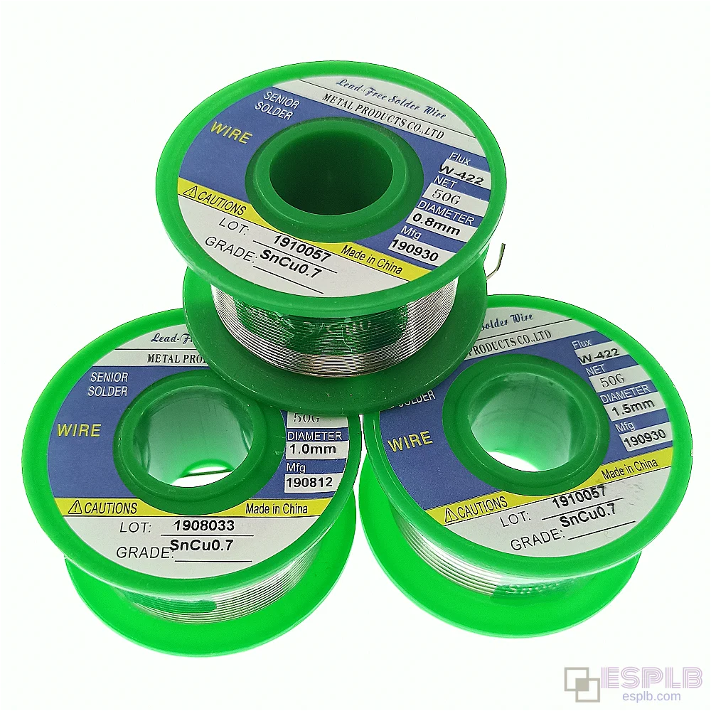 Lead-Free Solder Wire, 50G, 0.5/0.6/0.8/1.0/1.2/1.5/2.0mm, Rosin Core, Sn99.3 Cu0.7 Welding Solder
