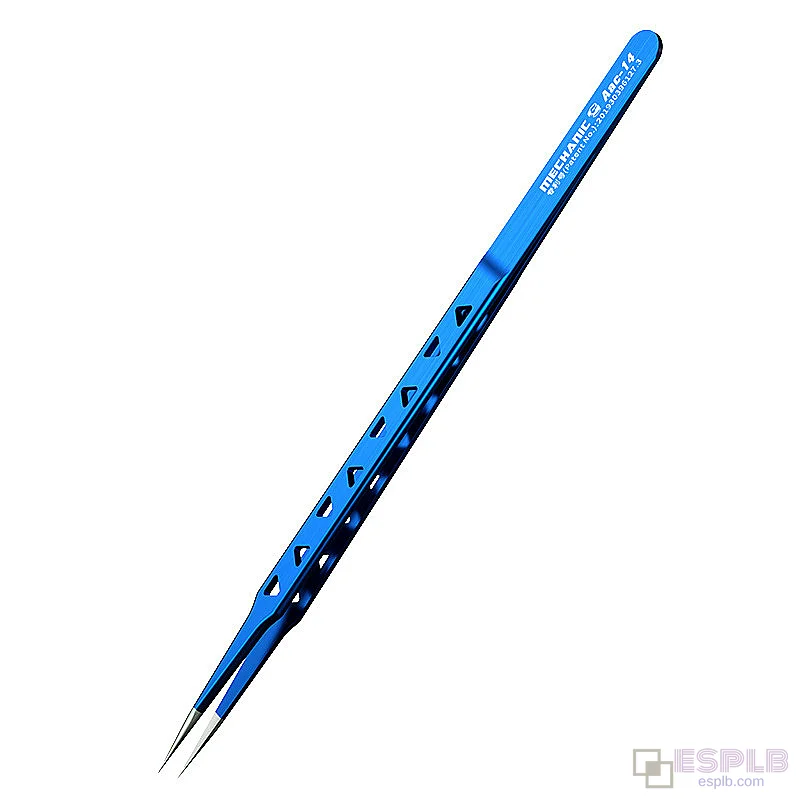 MECHANIC AAC-14 160mm High Precision Stainless Steel Tweezers, Non-Magnetic, 0.25mm Thin Tip (0.008mm Flying Line) for Repair