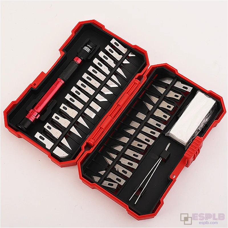 29-Piece Hobby Knife Set, Aluminum-Rubber Handle, Engraving Craft Wood, Durable Carbon Steel Blades, Storage Case