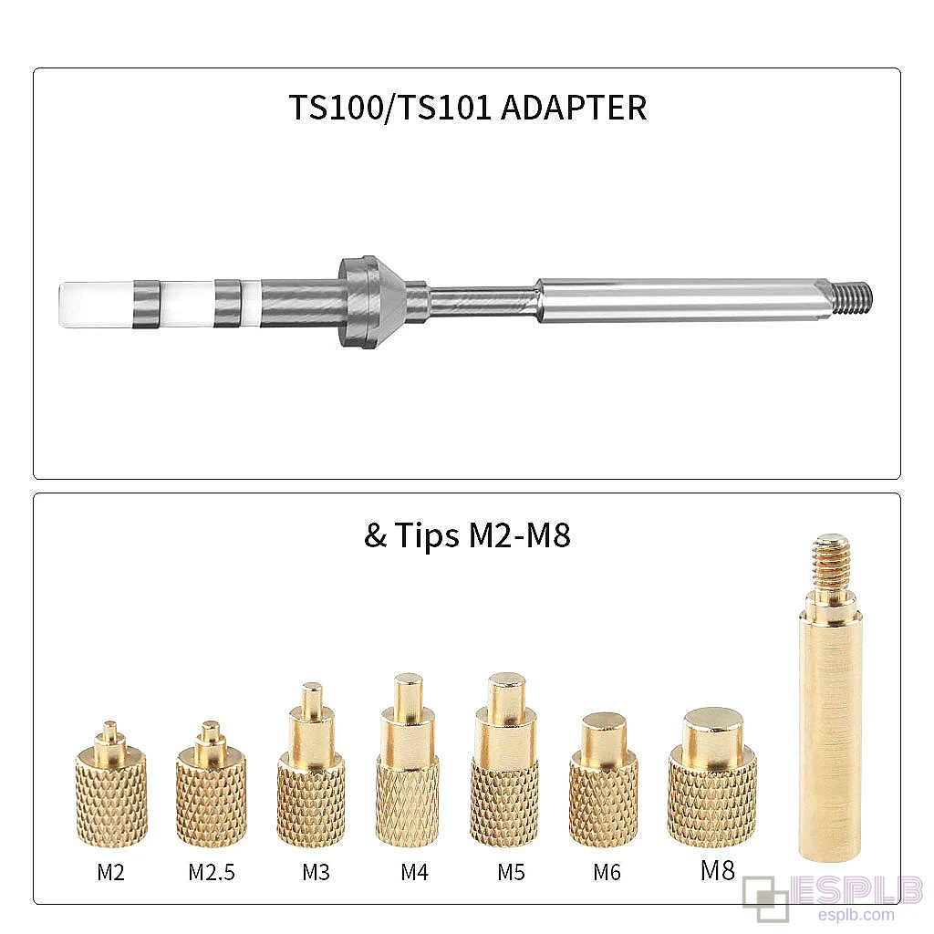 TS100 TS101 Adapter & Tips M2-M8 Heat Insert Nut Iron Tip Metal Hot Melt Nut Insertion for Standard 936 Soldering Iron Heads
