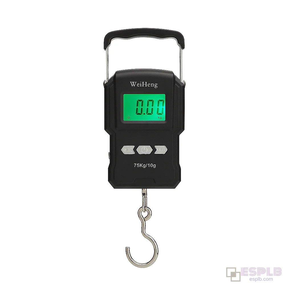 75 kg / 10 g digitaalinen vaaka mittanauhalla, taustavalolla, koukulla ja 1 metrin viivaimella

