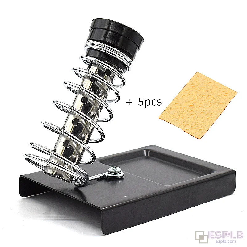 Soldering Iron Stand, Soldering Iron Holder, Double Tube Spring Design, Pencil Style, Metal Base, with 5 Sponges