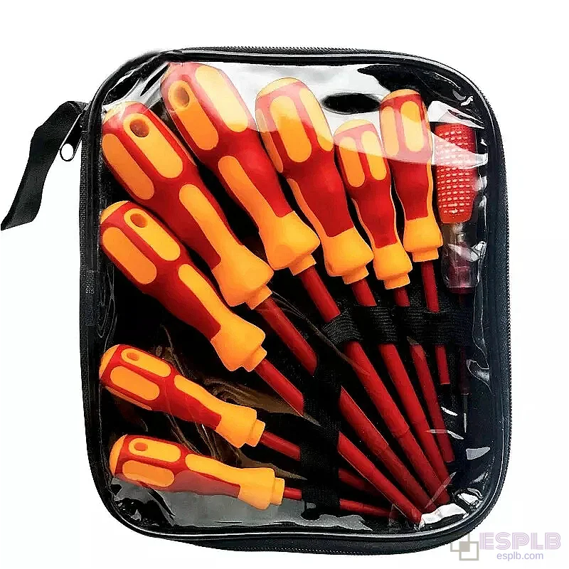 9-Piece Insulated Screwdriver Set, Magnetic, PP+TPR Handle, CR-V Steel (Phillips, Slotted, Pozidriv, Torx)
