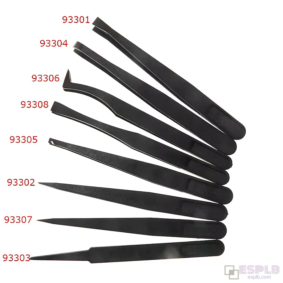 8pcs Anti-Static Tweezers Set, ESD Curved/Straight Forceps for Electronics/PCB Repair