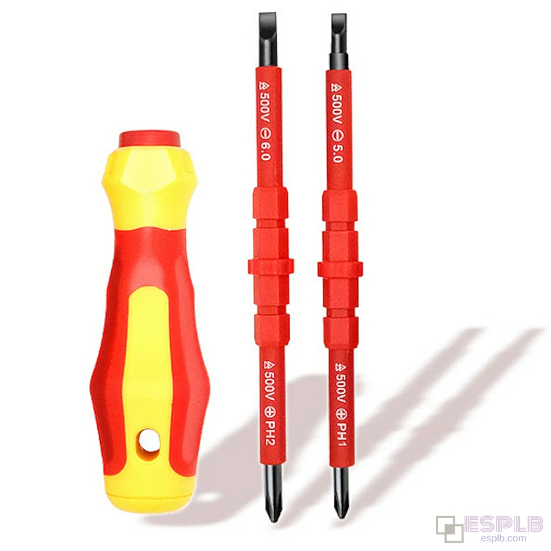 3-in-1 isoleeritud kruvikeerajate komplekt (PH1/PH2, lapik, rist) jaemüügipakendiga