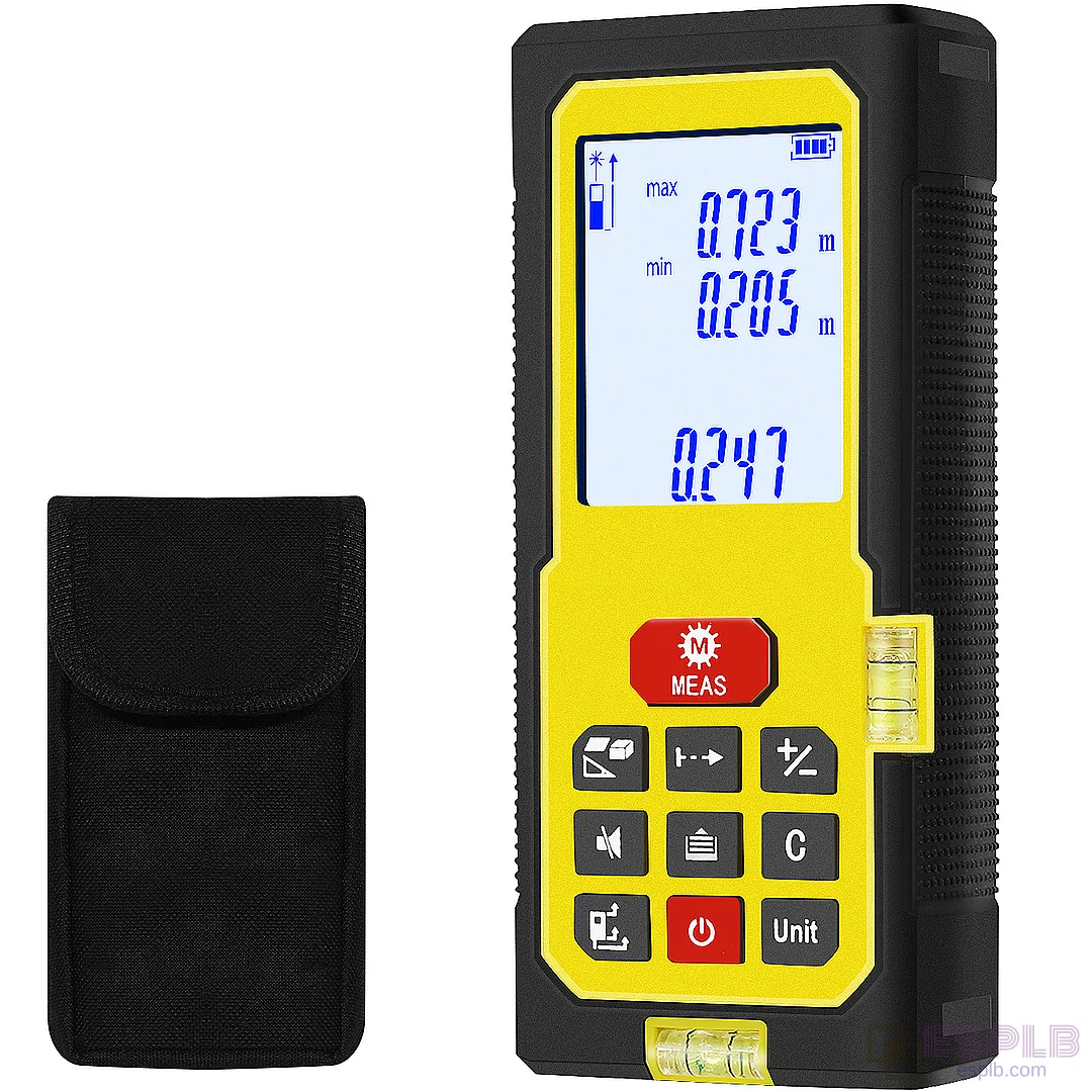 100 meters Laser Measure High Accuracy Compact with Larger Backlit LCD Display Ft/m/in Switch 2 Bubble Level