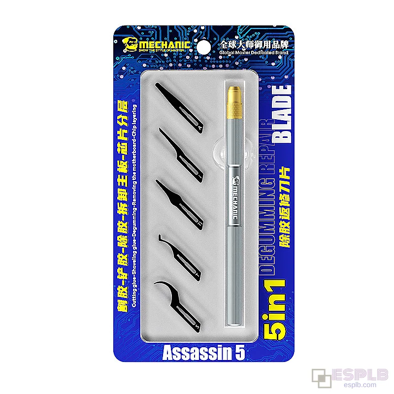 Mechanic Assassin 5 Professional IC Glue Removal Knife Set – Precision Pry Blade for Smartphone CPU, NAND & Motherboard Repair
