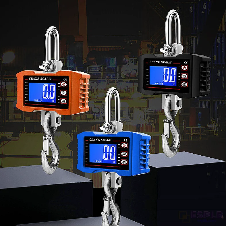 Digital Hanging Scale 1000kg/2204lbs Portable Heavy Duty Crane Scale LCD Backlight Industrial Hook Scales Unit Change/Data Hold
