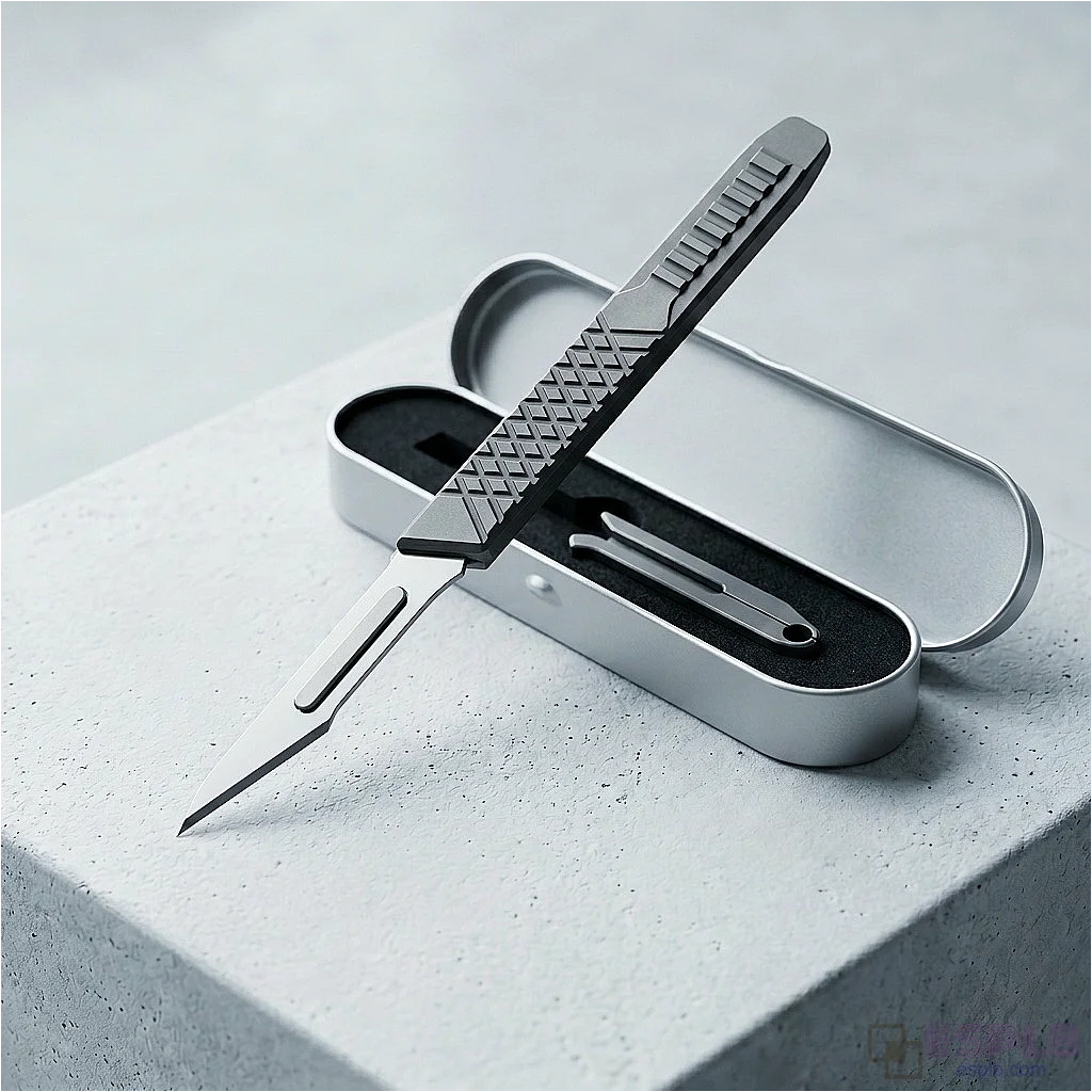 Premium Titanium Pocket Scalpel, Mini Knife with 10 #11 Blades for Hobby, Craft, Modeling, Surgical, PCB Repair
