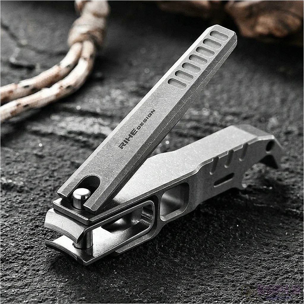 Premium EDC Titanium Alloy Nail Clippers with Built-in Nail File, Stonewashed 5Cr Stainless Steel Matte Finish