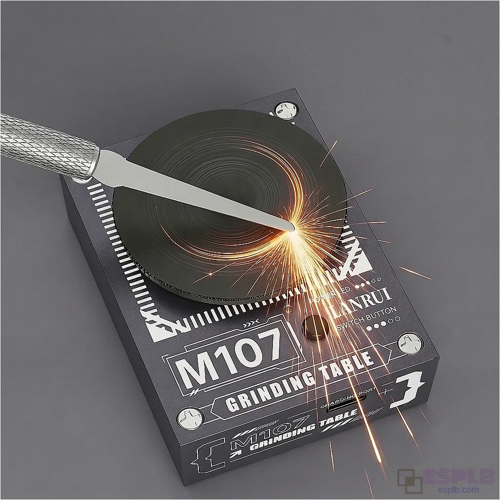 Lanrui M107 Grinding Table, 6-Speed Control with 4 Interchangeable Abrasive Sheets for Polishing Tweezers, Pliers, and Blades
