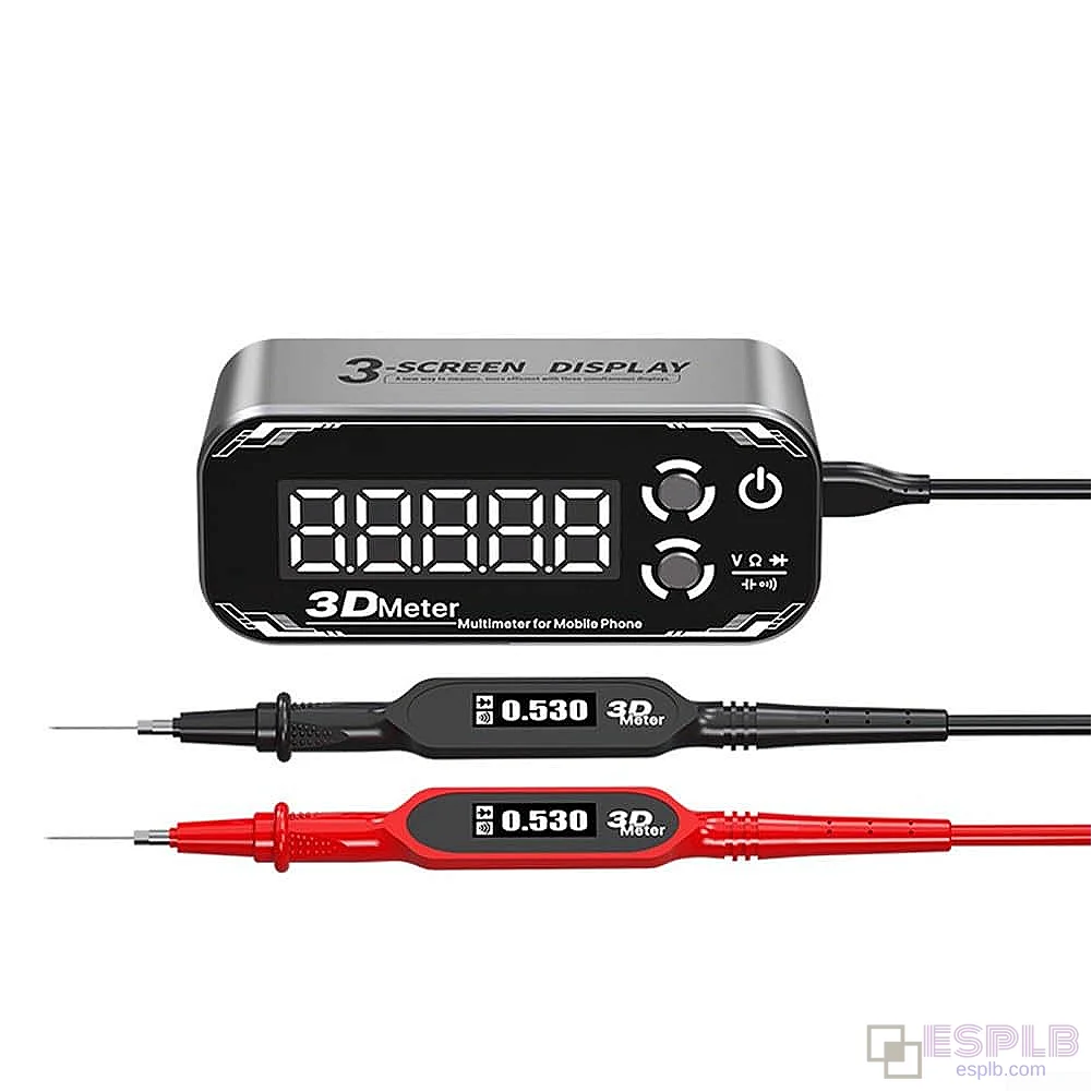 3D Meter 3.0 Handheld Digital Multimeter with Triple Display for Voltage, Resistance, Capacitance, and PN Junction Testing