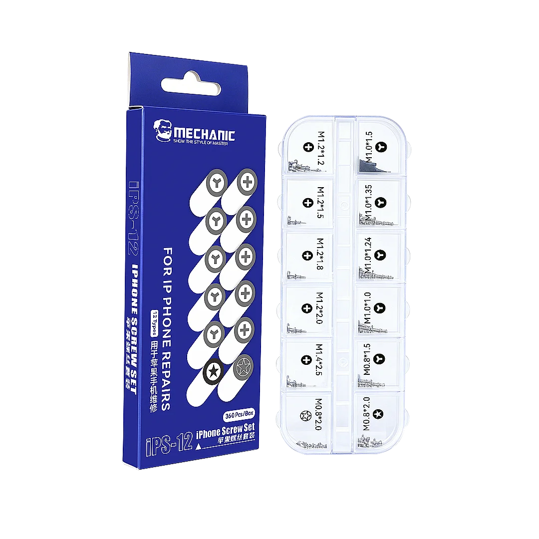 MECHANIC IPS-12 Mobile Phone Tiny Screw Assortment Kit, Anti-Slip Thread Micro Screws for iPhone Repair